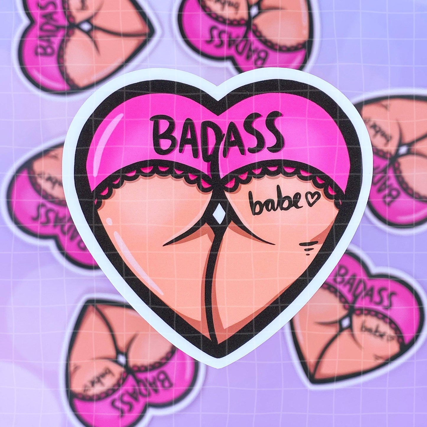 Black Amethyst Badass Babe Butt Vinyl Sticker 