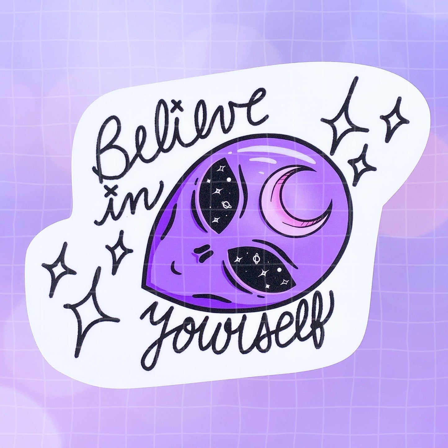 Black Amethyst Believe In Yourself Alien Vinyl Sticker 