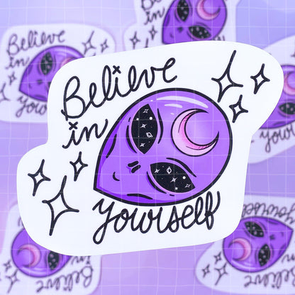 Black Amethyst Believe In Yourself Alien Vinyl Sticker 