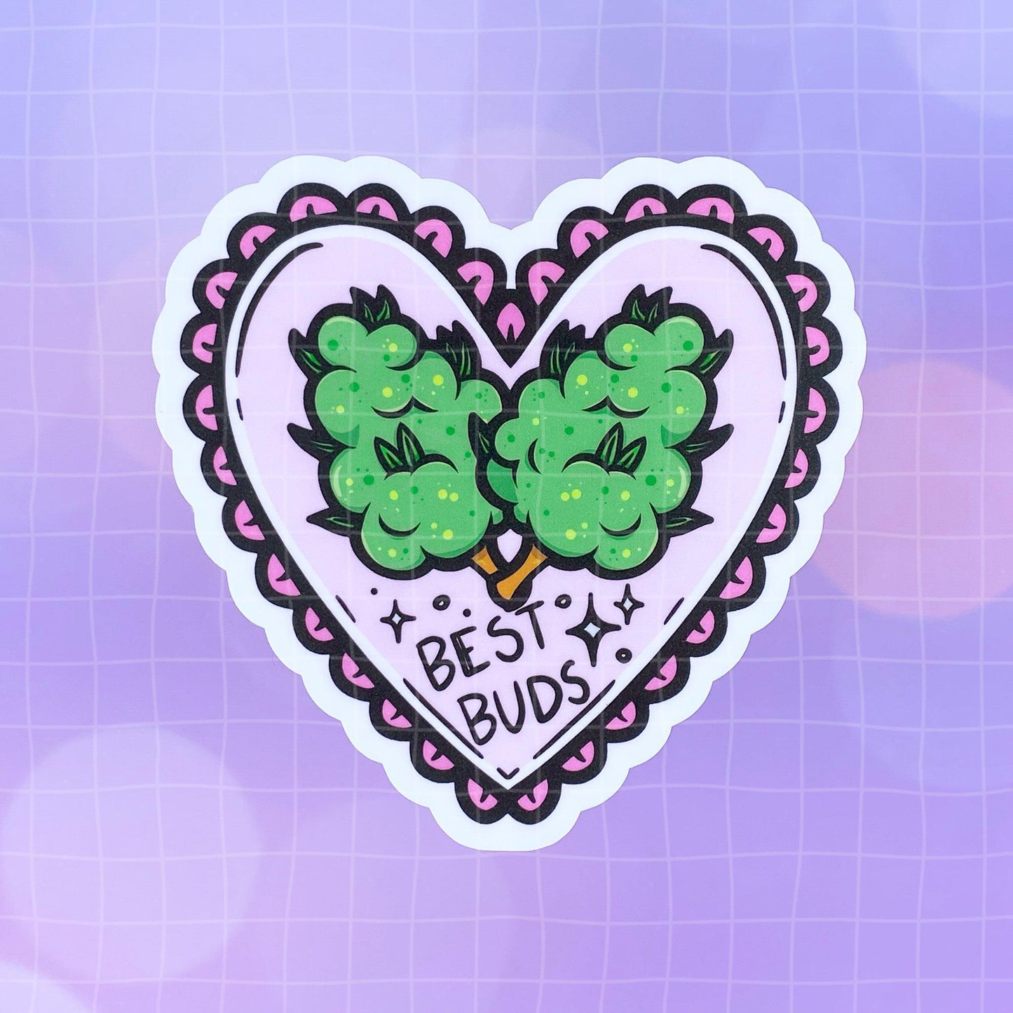 Black Amethyst Best Buds Heart Vinyl Sticker 