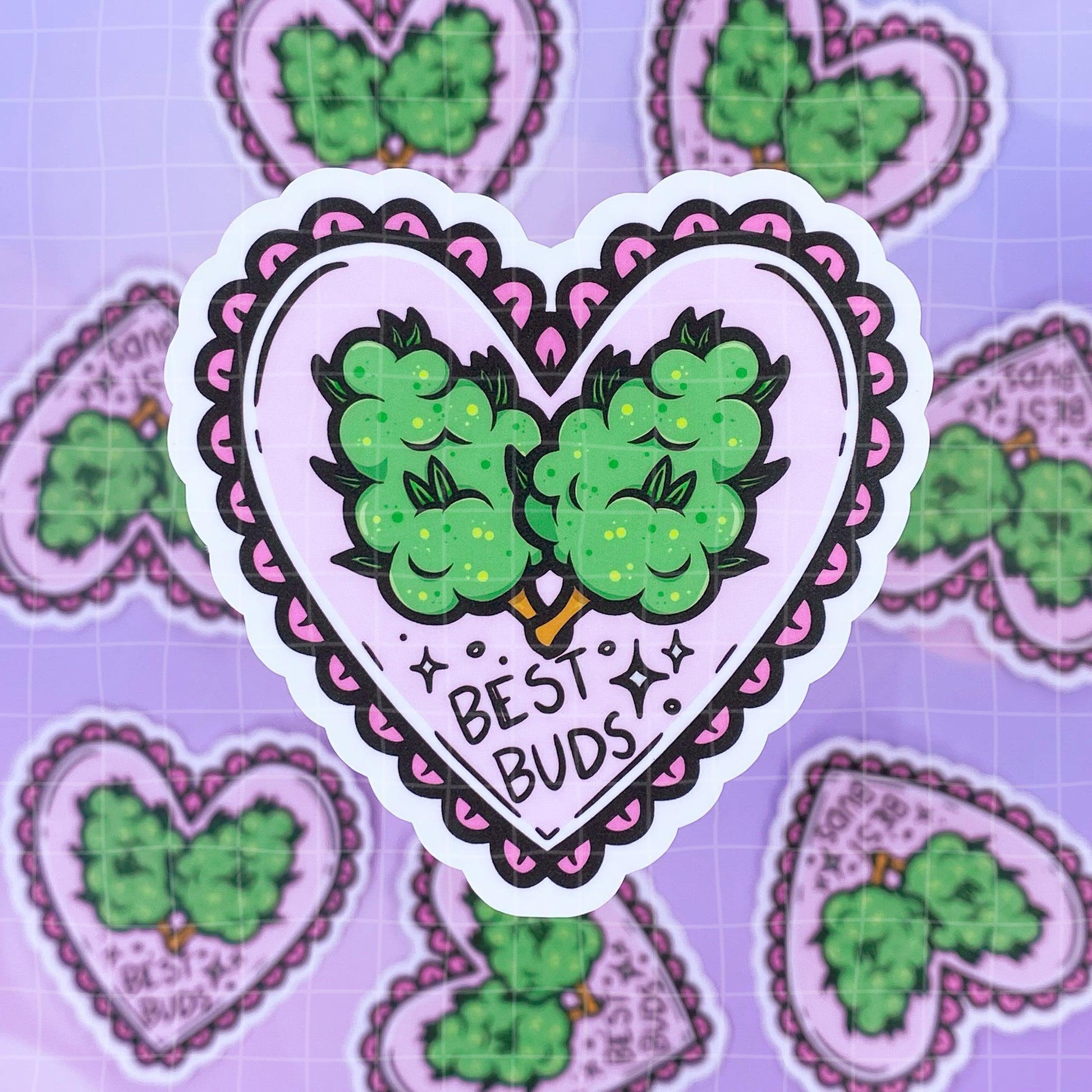 Black Amethyst Best Buds Heart Vinyl Sticker 