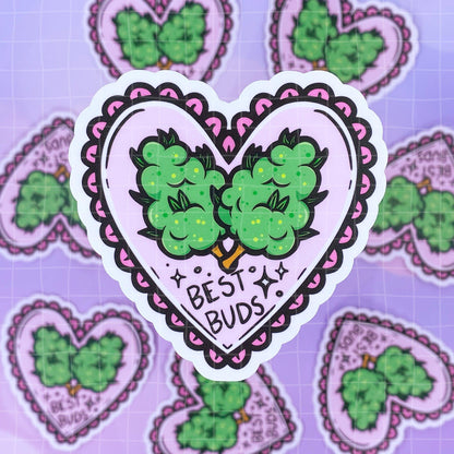 Black Amethyst Best Buds Heart Vinyl Sticker 