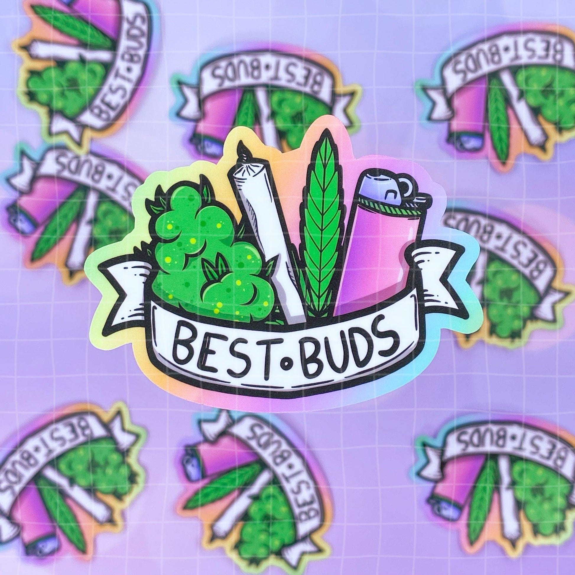 Black Amethyst Best Buds Vinyl Sticker- 2 Variations! Rainbow