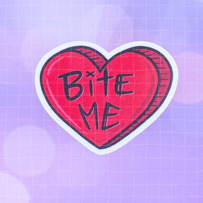 Black Amethyst Bite Me Heart Vinyl Sticker 