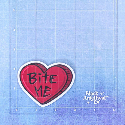 Black Amethyst Bite Me Heart Vinyl Sticker 