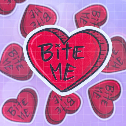 Black Amethyst Bite Me Heart Vinyl Sticker 