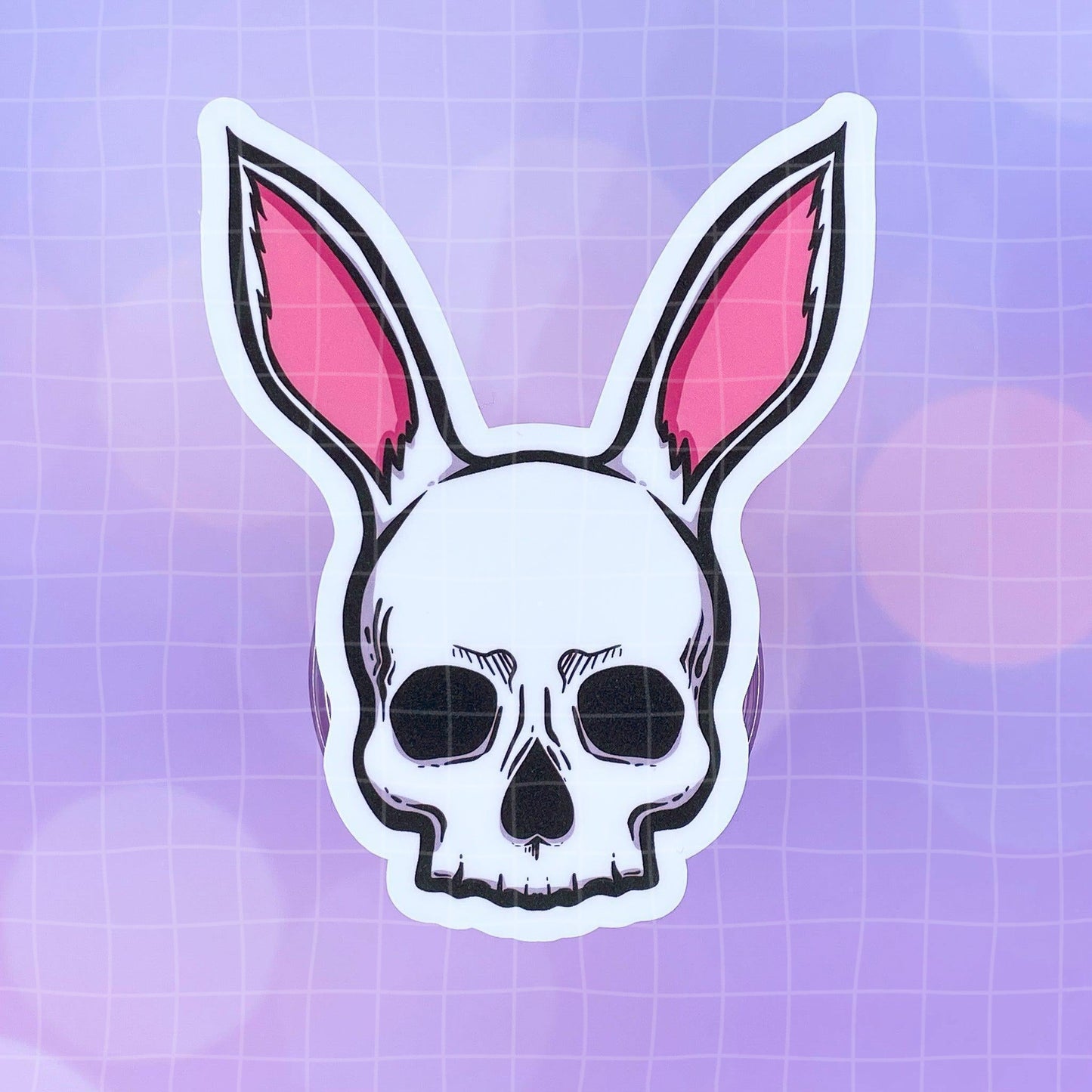 Black Amethyst Bunny Ears Skull Vinyl Sticker 