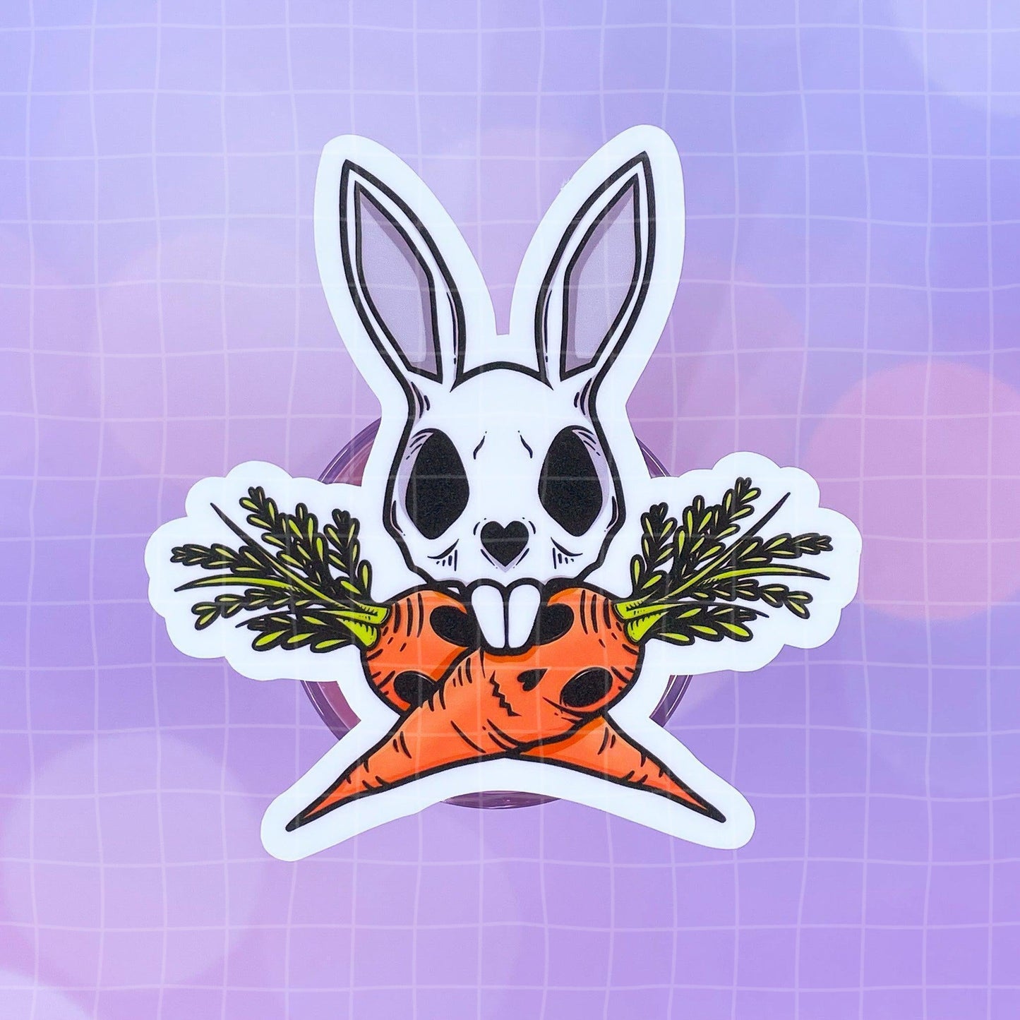 Black Amethyst Bunny and Cross Carrots Vinyl Sticker 