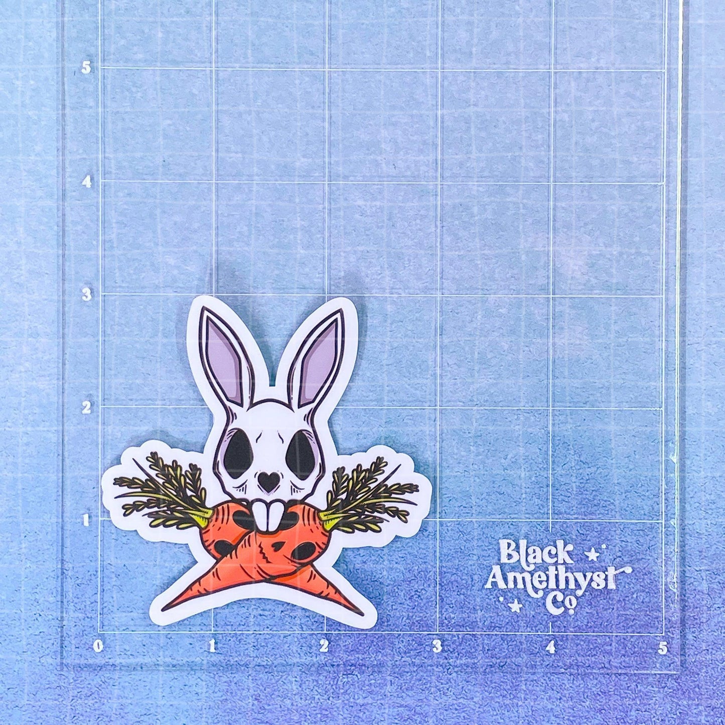 Black Amethyst Bunny and Cross Carrots Vinyl Sticker 