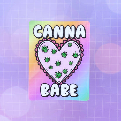 Black Amethyst Canna Babe Heart Vinyl Sticker 