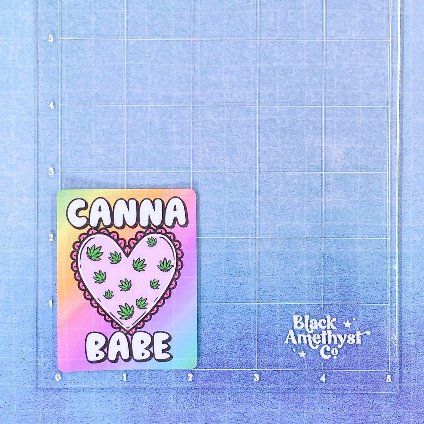 Black Amethyst Canna Babe Heart Vinyl Sticker 