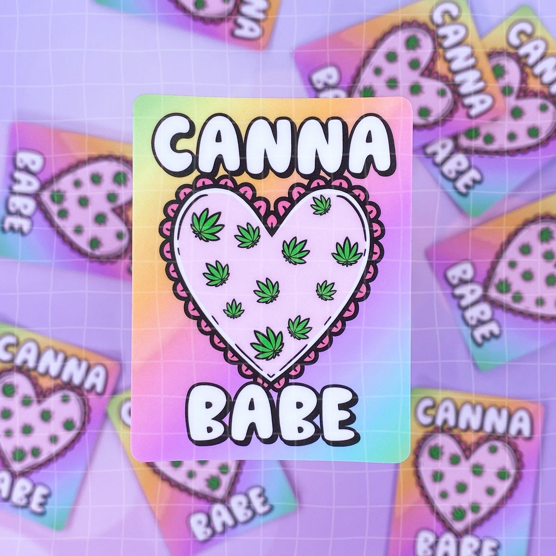 Black Amethyst Canna Babe Heart Vinyl Sticker 