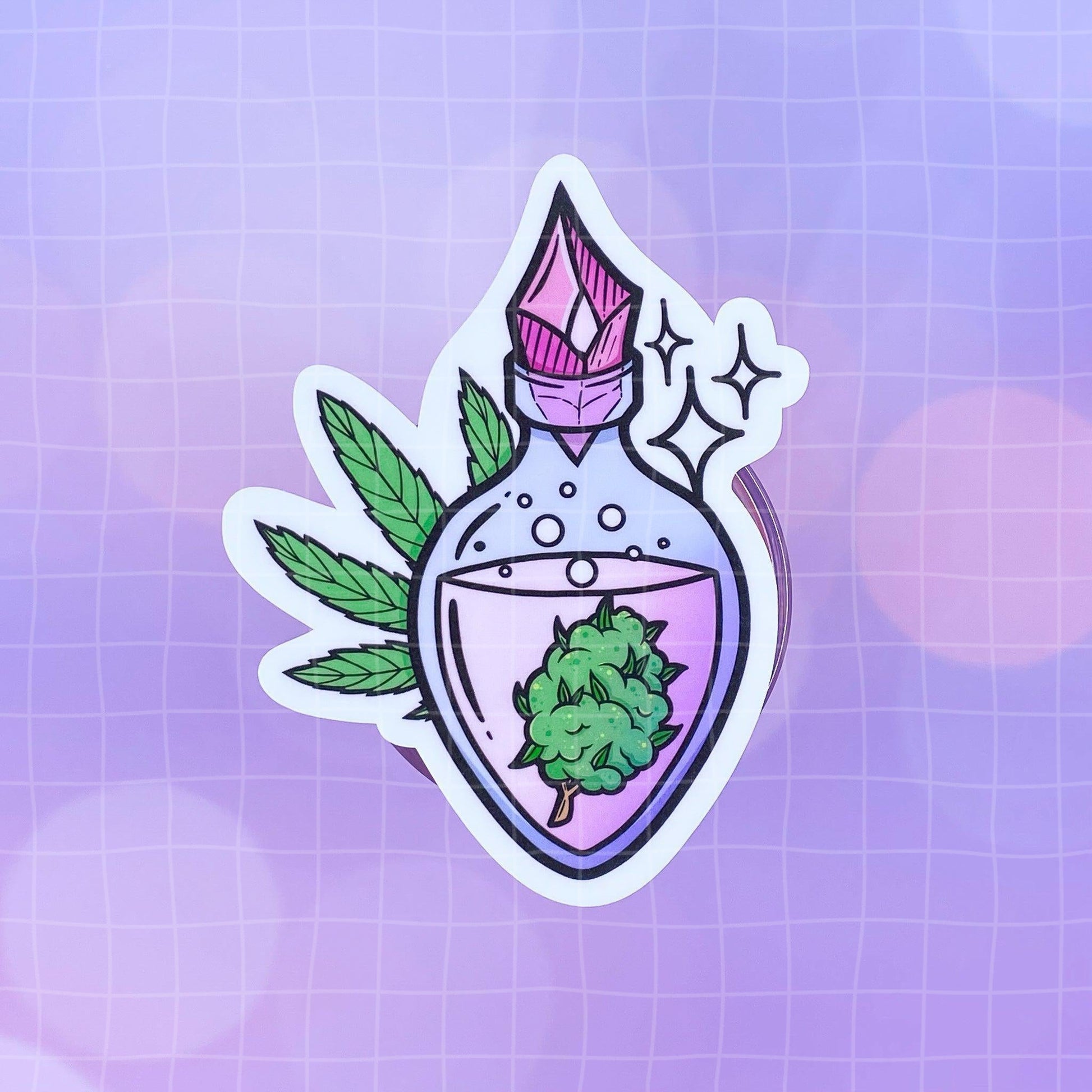 Black Amethyst Canna Magic Potion Vinyl Sticker- 2 Variations! 