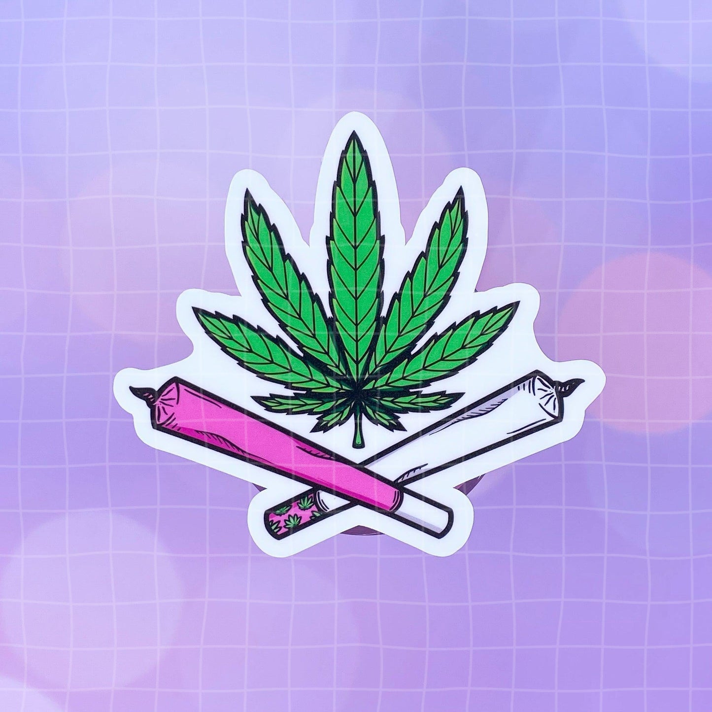 Black Amethyst Canna and Joints Vinyl Sticker- 2 Variations! Matte