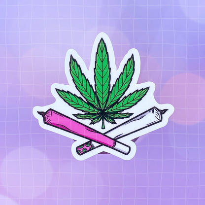 Black Amethyst Canna and Joints Vinyl Sticker- 2 Variations! Matte