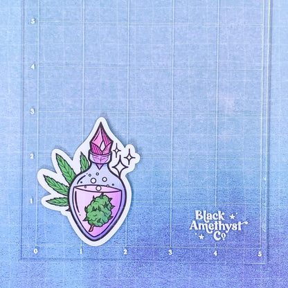 Black Amethyst Canna Magic Potion Vinyl Sticker- 2 Variations! 