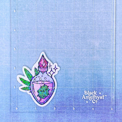 Black Amethyst Canna Magic Potion Vinyl Sticker- 2 Variations! 