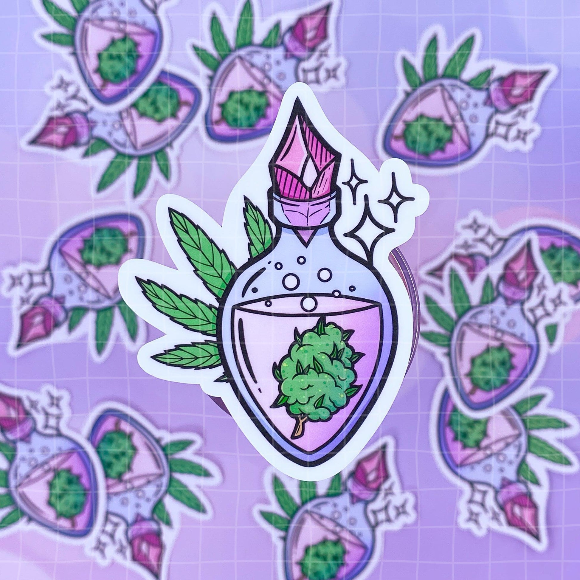 Black Amethyst Canna Magic Potion Vinyl Sticker- 2 Variations! 