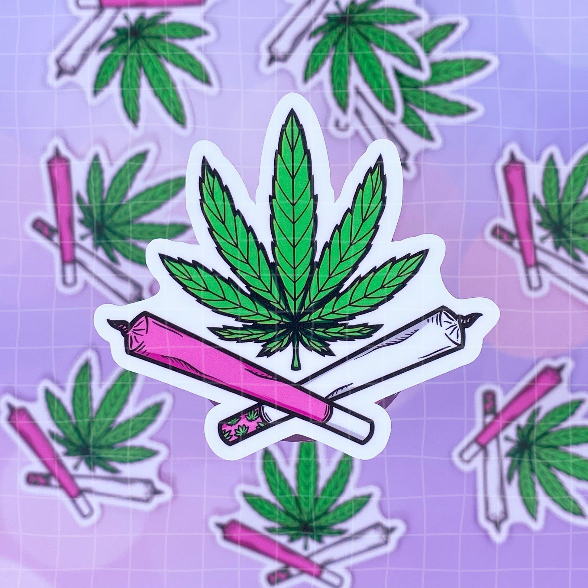 Black Amethyst Canna and Joints Vinyl Sticker- 2 Variations! 