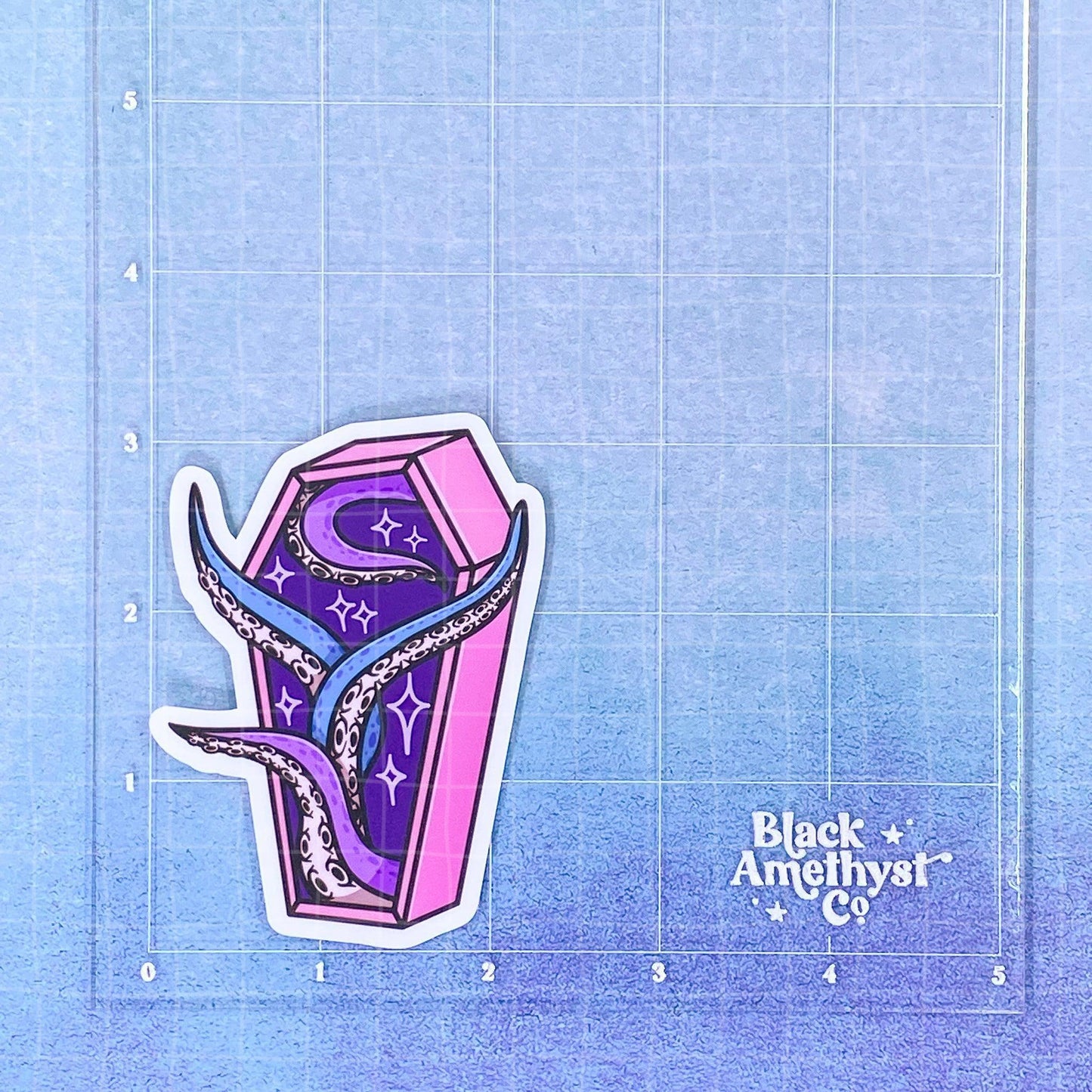 Black Amethyst Celestial Coffin Portal Vinyl Sticker 