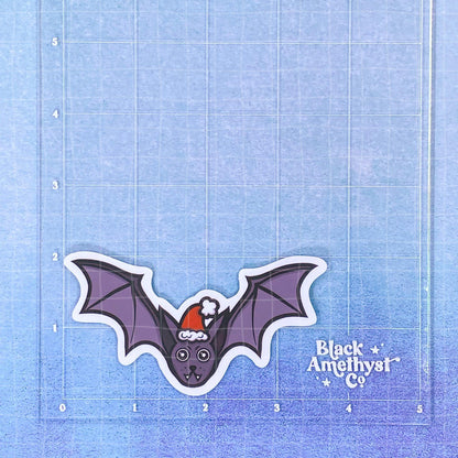 Black Amethyst Christmas Bat Vinyl Sticker 