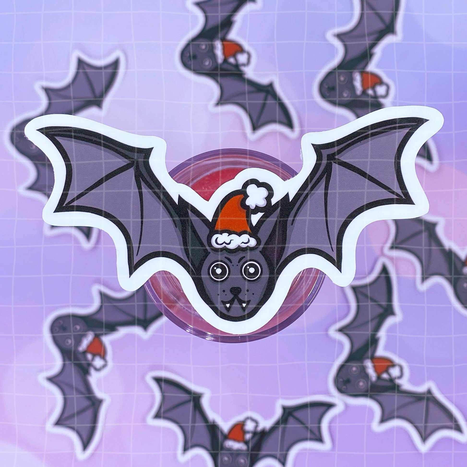 Black Amethyst Christmas Bat Vinyl Sticker 