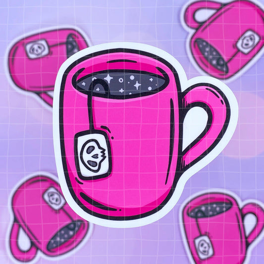 Black Amethyst Cosmic Tea Mug Vinyl Sticker 