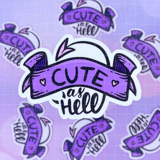 Black Amethyst Cute as Hell Vinyl Sticker 