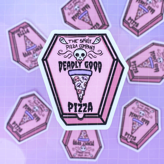 Black Amethyst Deadly Good Pizza Coffin Box Vinyl Sticker- 2 variations! 