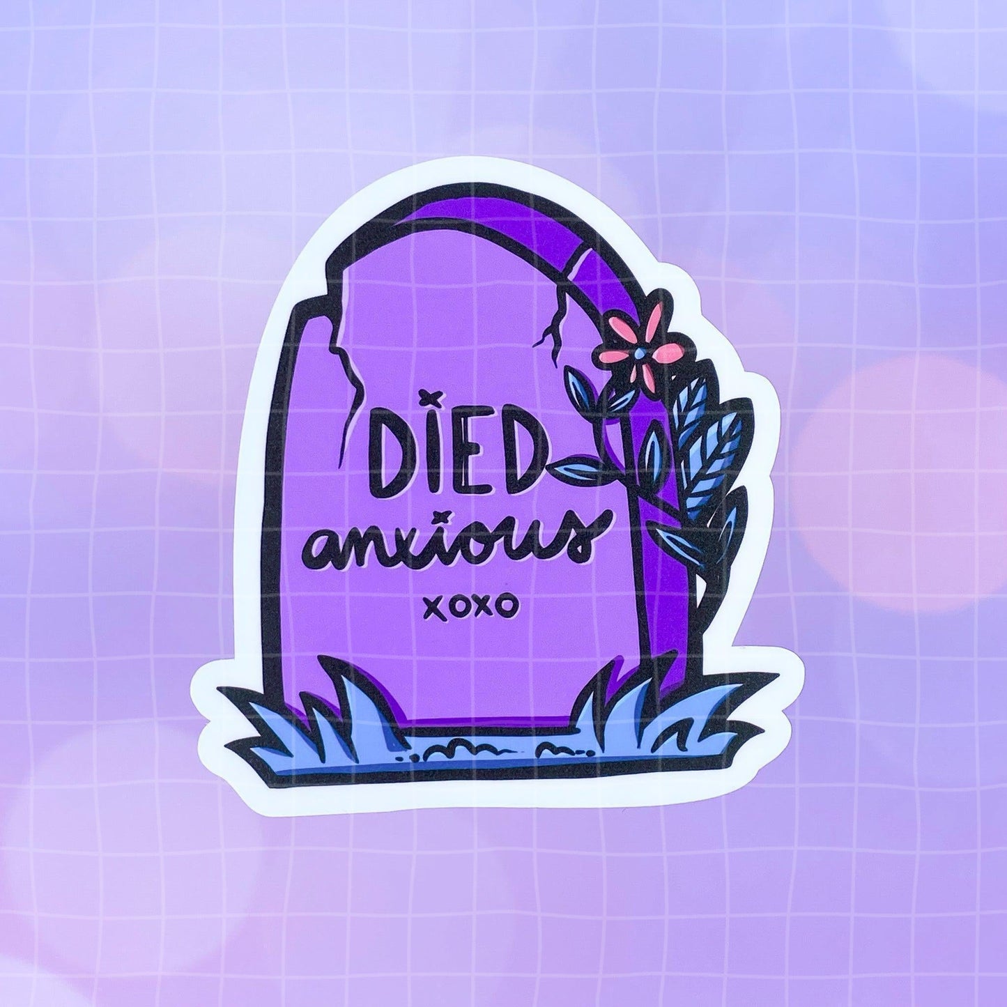 Black Amethyst Died Anxious Tombstone Vinyl Sticker 