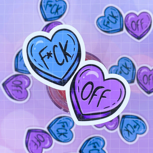 Black Amethyst Fuck Off Candy Hearts Vinyl Sticker 