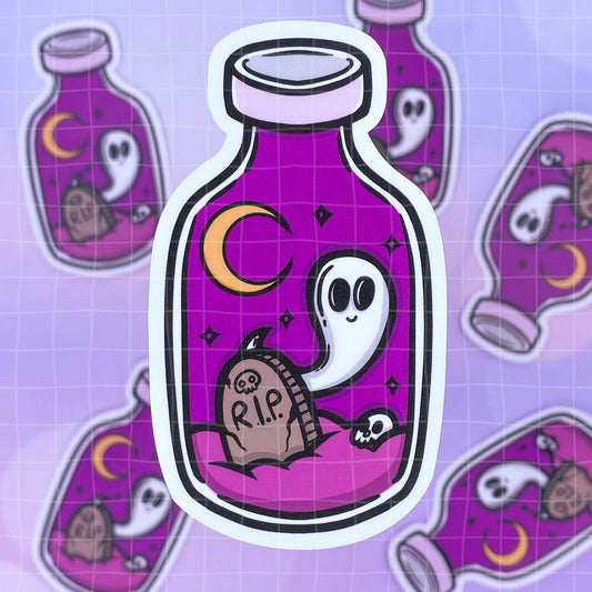 Black Amethyst Ghost Graveyard Jar Vinyl Sticker 