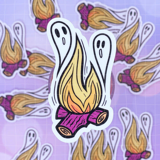 Black Amethyst Haunted Campfire Vinyl Sticker 