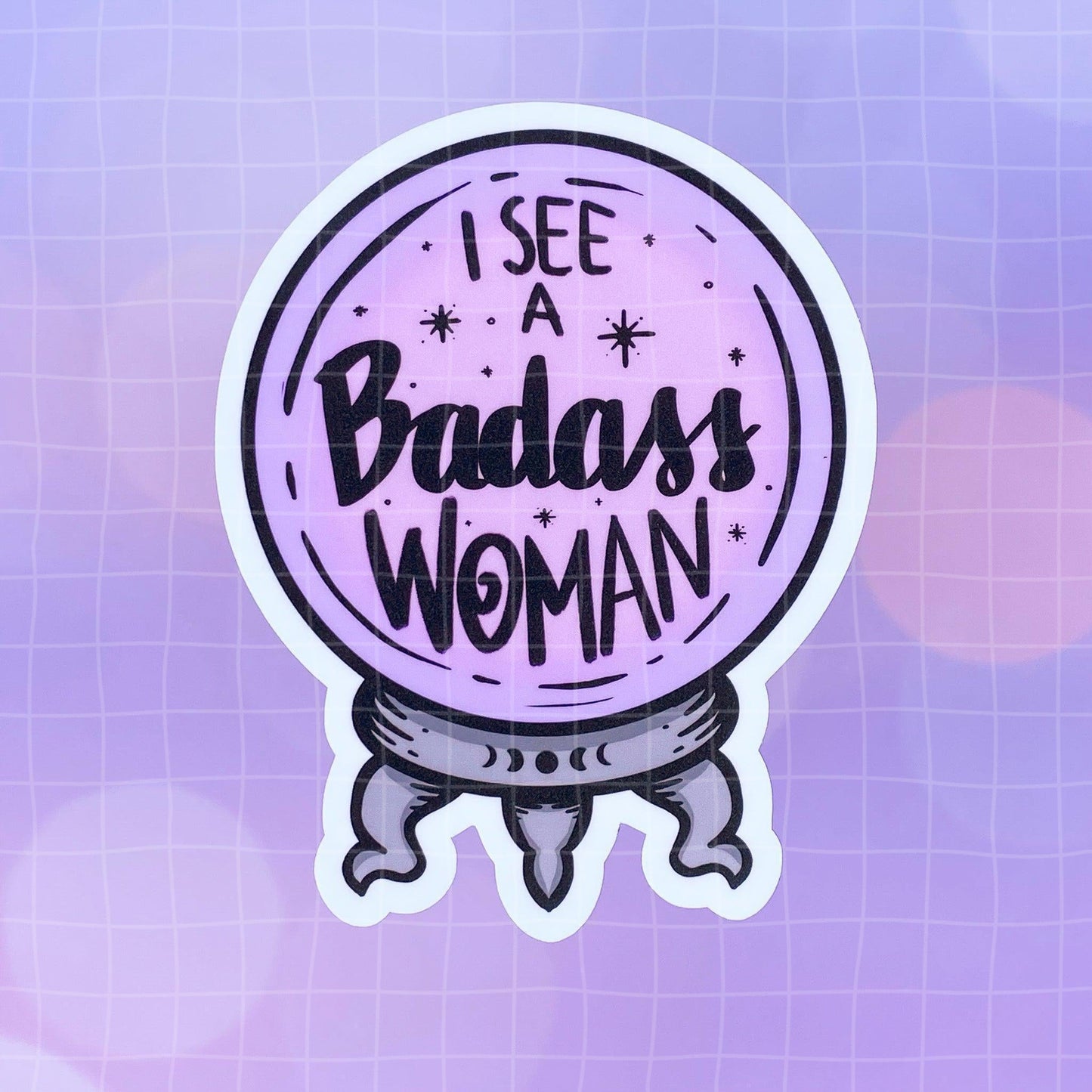 Black Amethyst I See a Badass Woman Crystal Ball Vinyl Sticker 