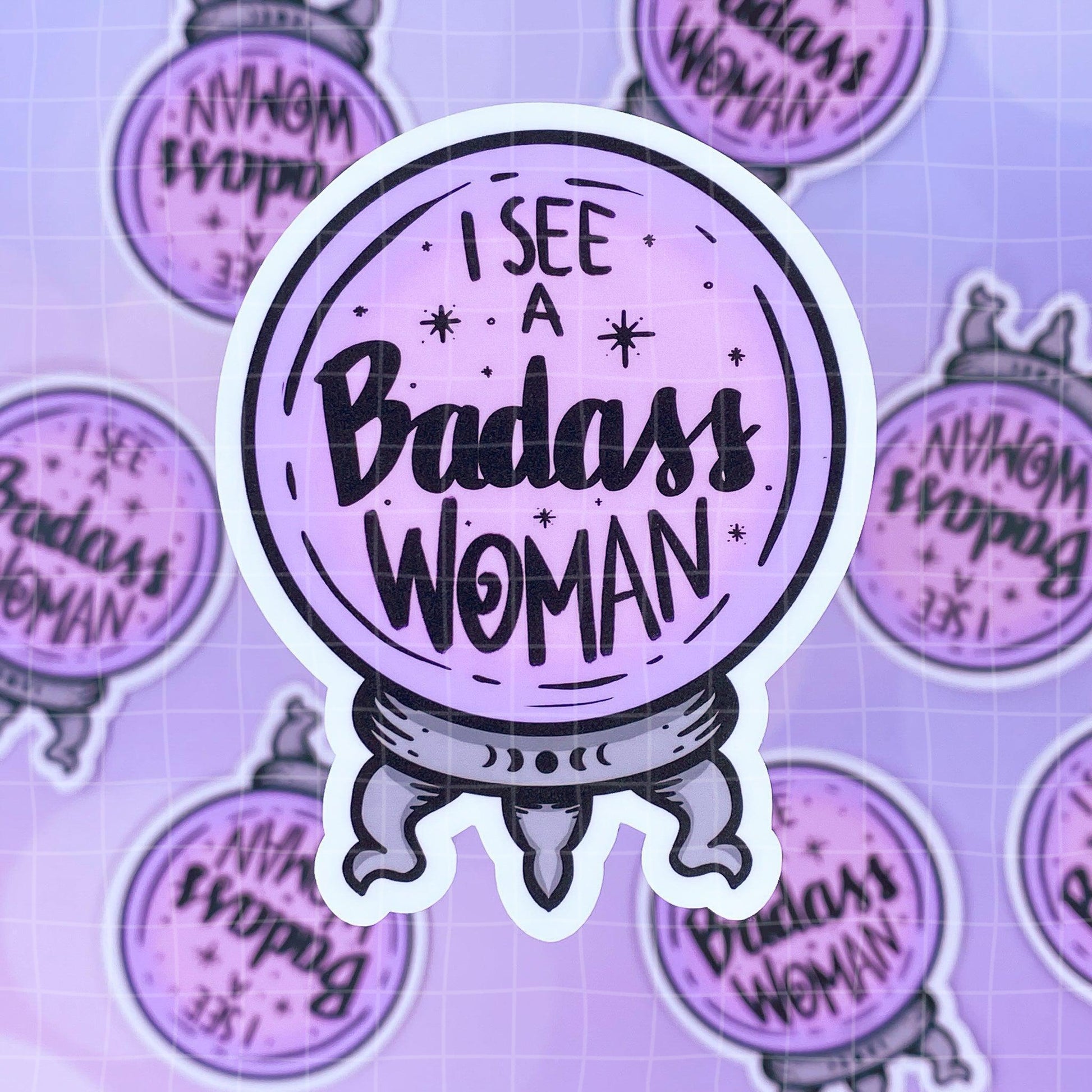 Black Amethyst I See a Badass Woman Crystal Ball Vinyl Sticker 