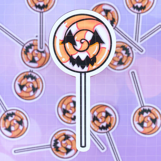 Black Amethyst Jack O'Lantern Face Lollipop Vinyl Sticker 