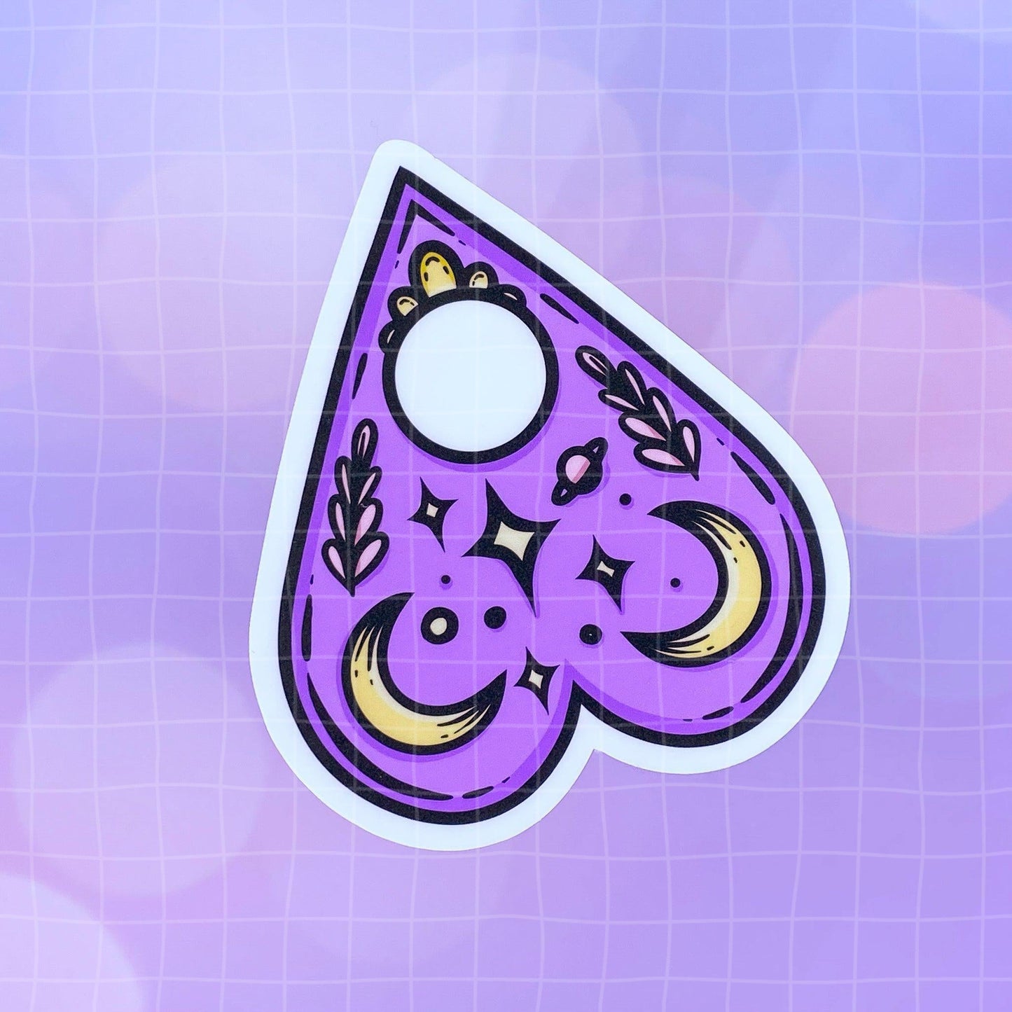 Black Amethyst Moon Planchette Vinyl Sticker 