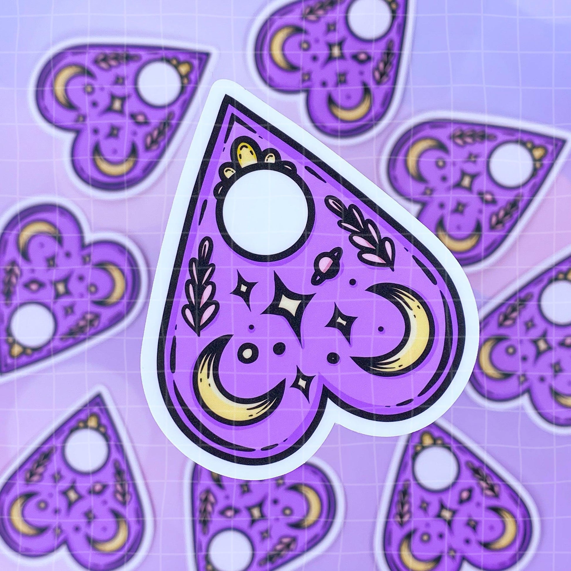 Black Amethyst Moon Planchette Vinyl Sticker 