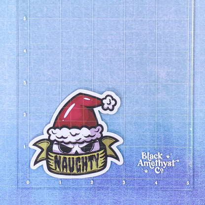 Black Amethyst Naughty Santa Skull Vinyl Sticker 