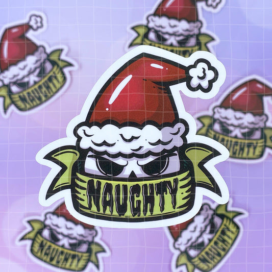 Black Amethyst Naughty Santa Skull Vinyl Sticker 