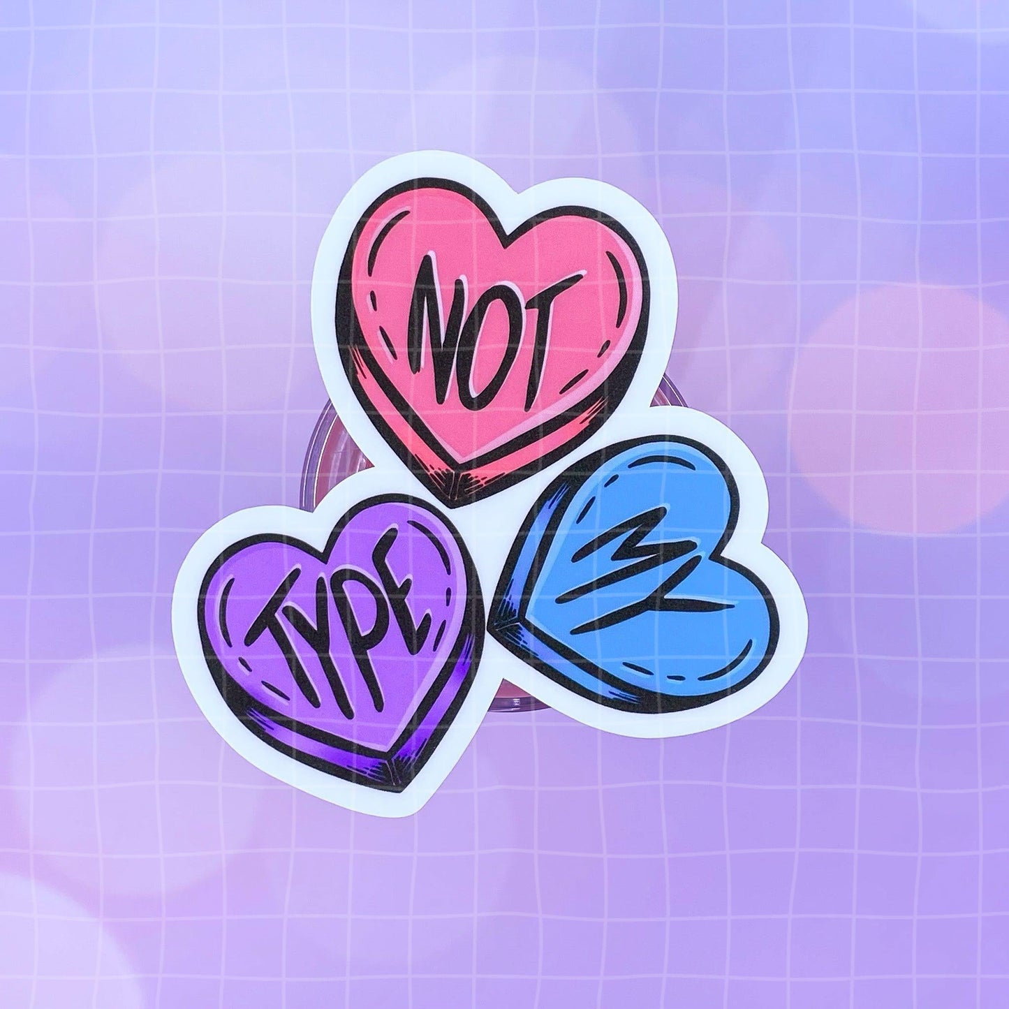 Black Amethyst Not My Type Candy Hearts Vinyl Sticker 