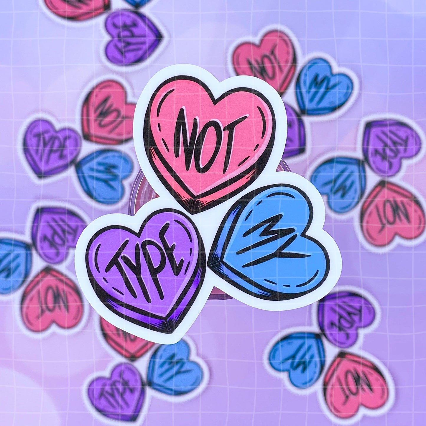 Black Amethyst Not My Type Candy Hearts Vinyl Sticker 