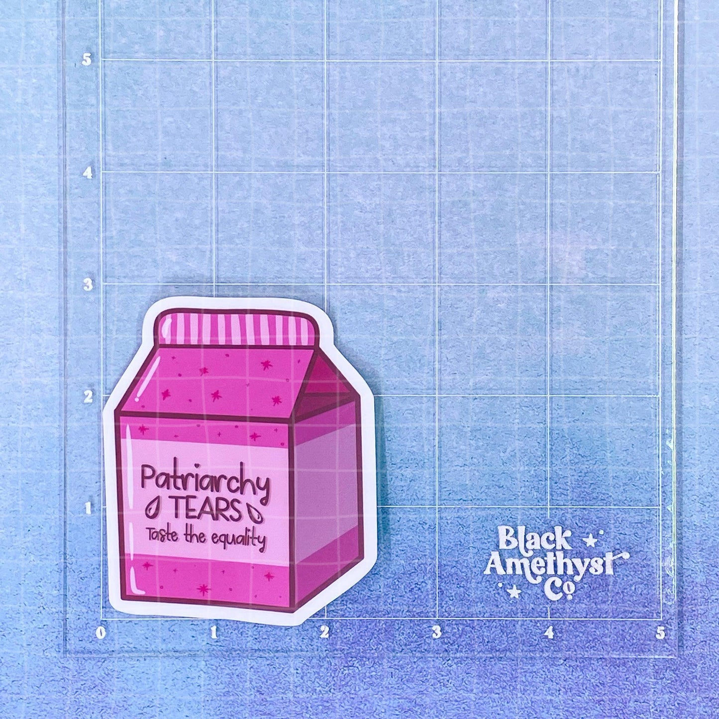 Black Amethyst Patriarchy Tears Milk Carton Vinyl Sticker 