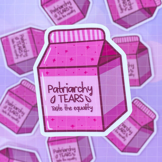 Black Amethyst Patriarchy Tears Milk Carton Vinyl Sticker 