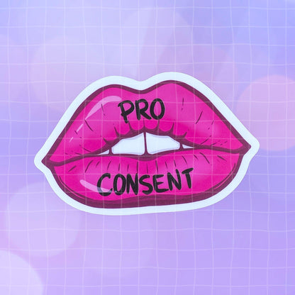 Black Amethyst Pro Consent Lips Vinyl Sticker 