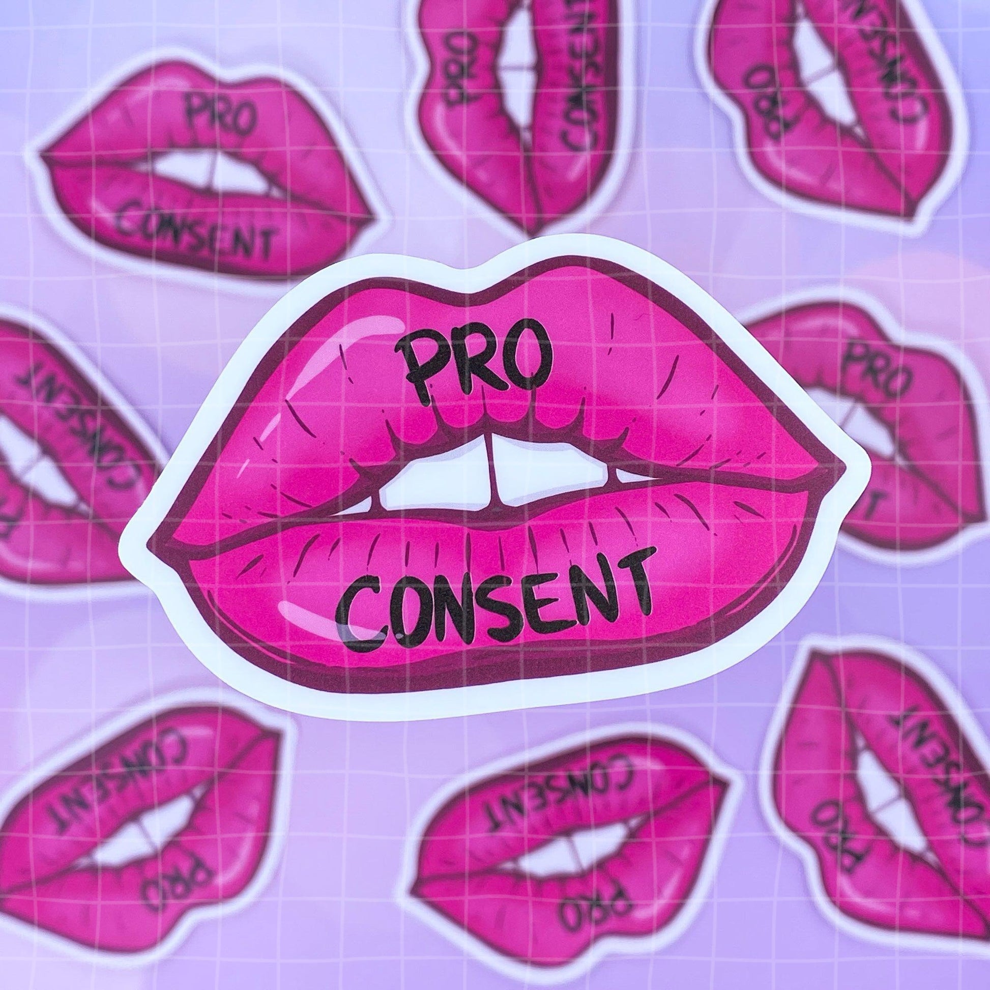 Black Amethyst Pro Consent Lips Vinyl Sticker 