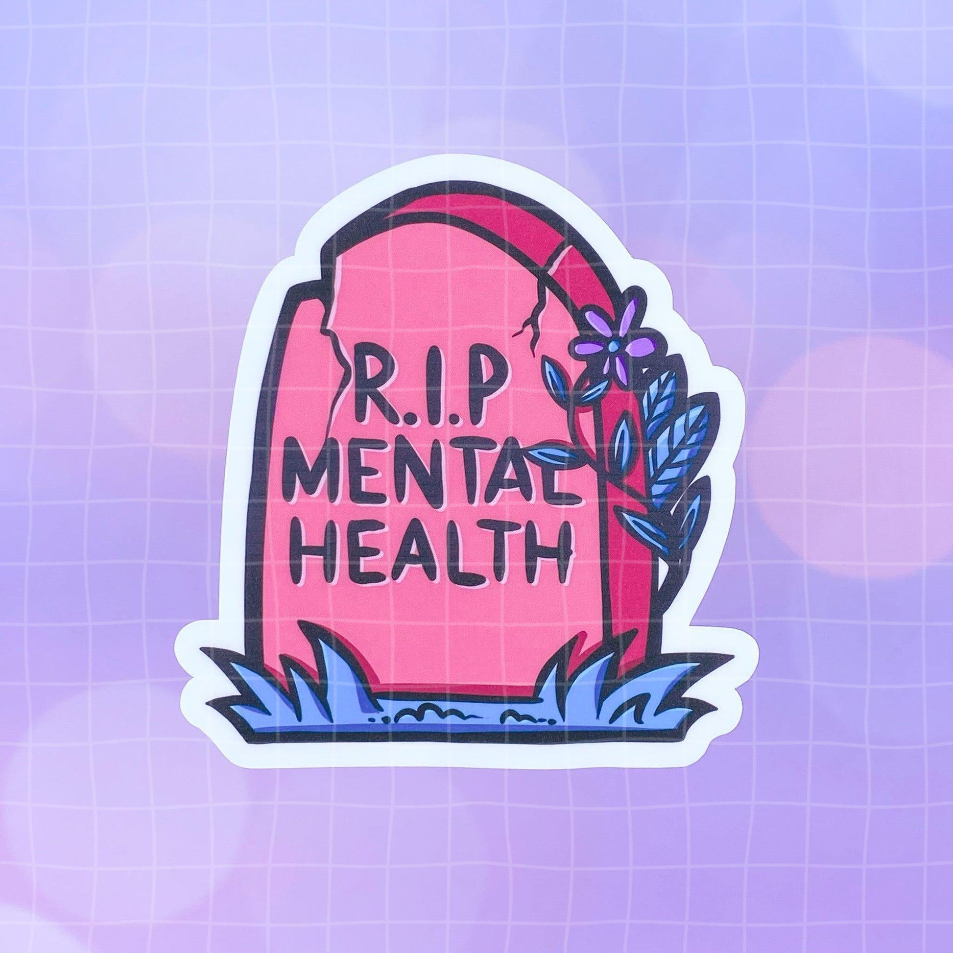 Black Amethyst RIP Mental Health Tombstone Vinyl Sticker 