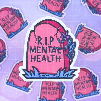 Black Amethyst RIP Mental Health Tombstone Vinyl Sticker 