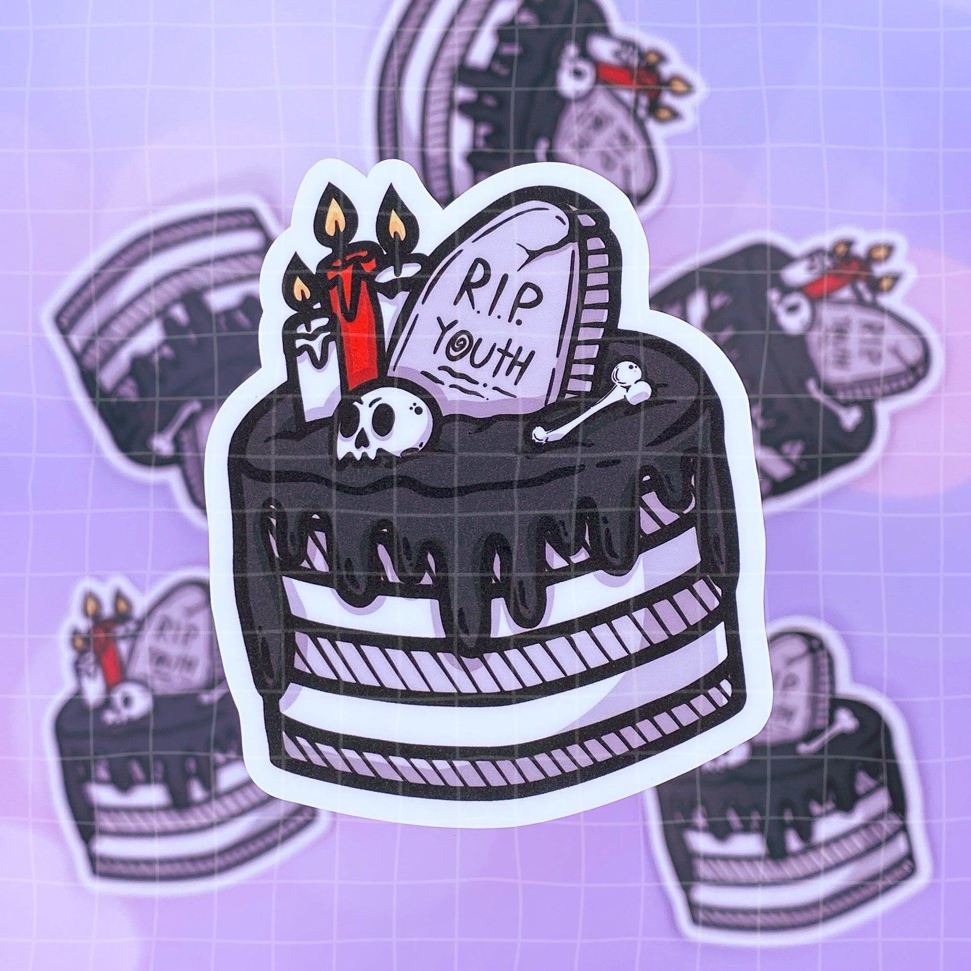 Black Amethyst RIP Youth Birthday Cake Vinyl Sticker 