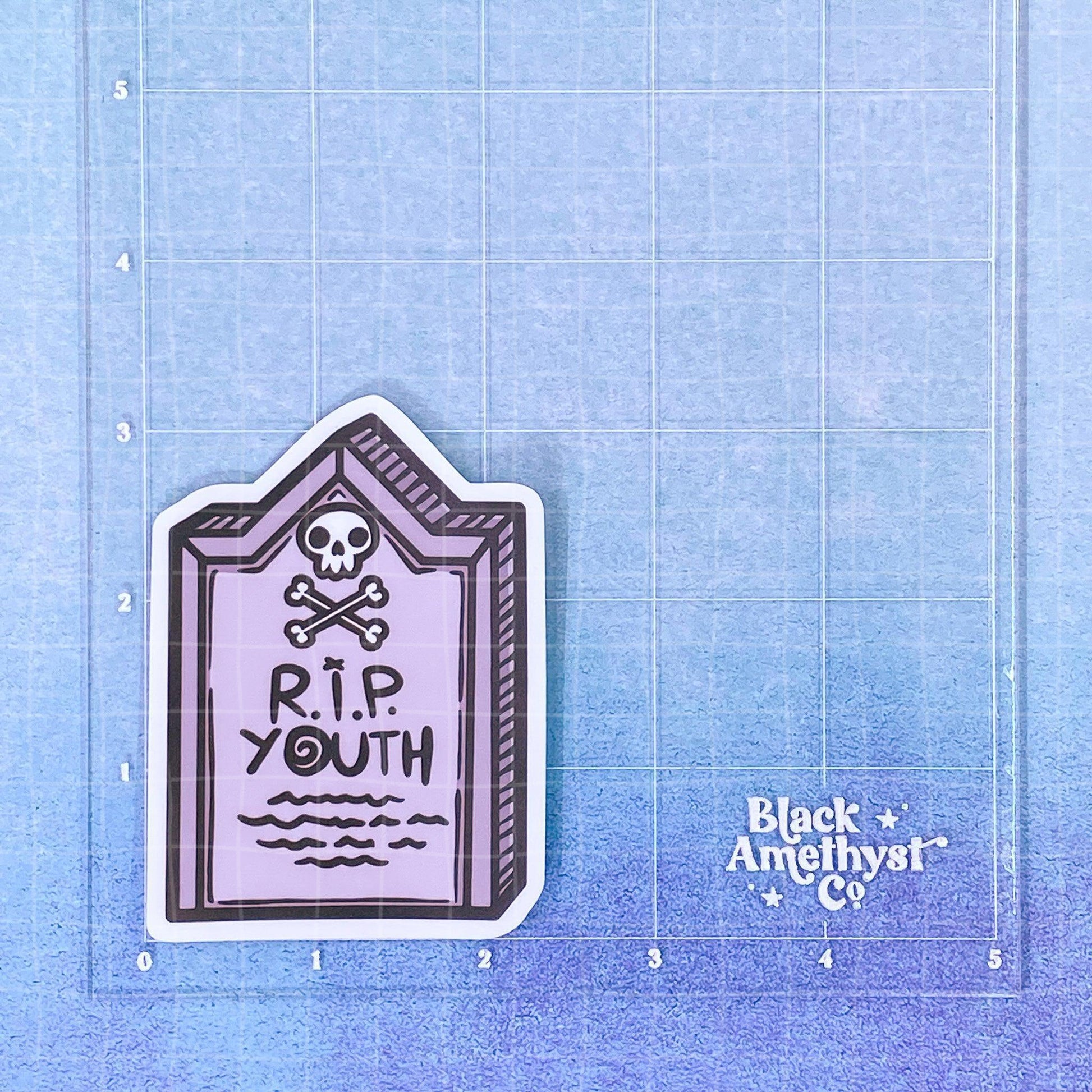 Black Amethyst RIP Youth Tombstone Vinyl Sticker 